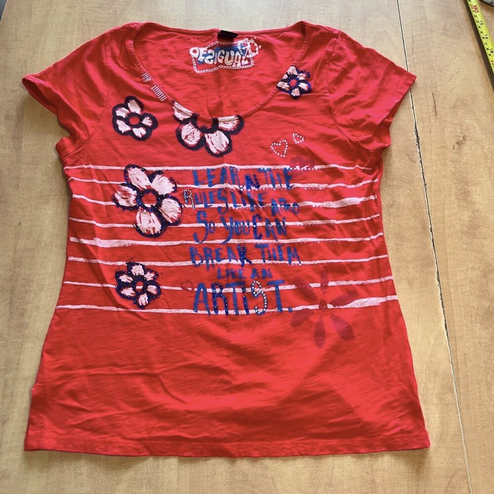 2$ ADD-ON - Red Artistic Floral Tee *read